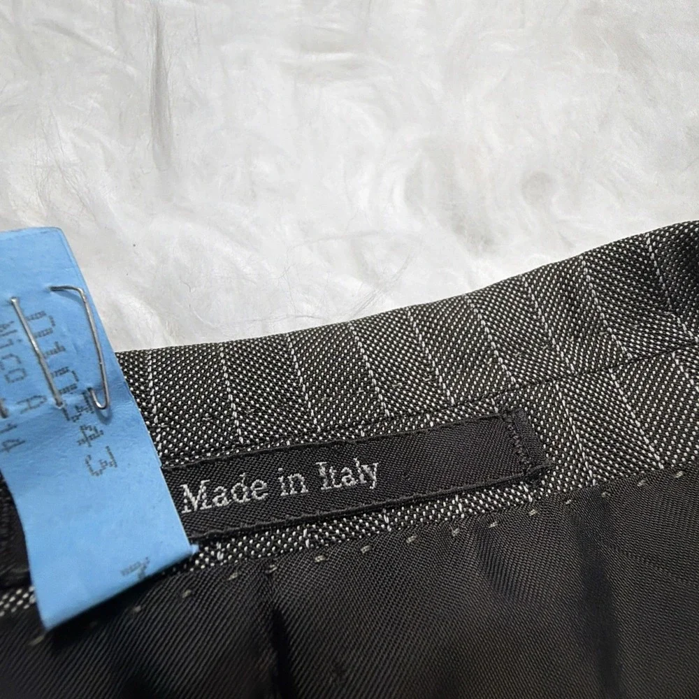 GUCCI Italy Men's Silk Sport Coat Blazer 44L Long Taupe Pinstripe Wedding Formal